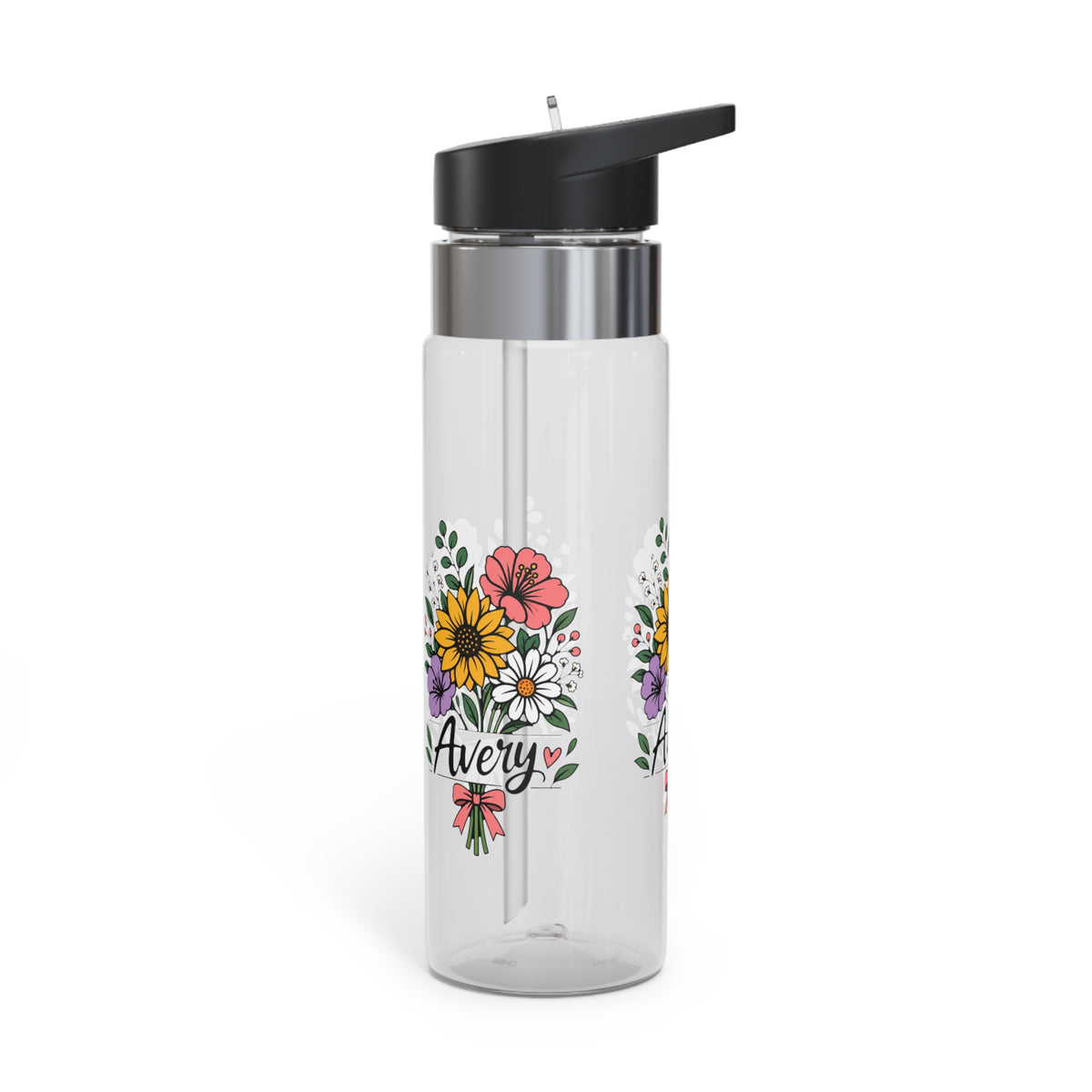 Personalized Water Bottle for Girls, Floral Reusable Drink Bottle, Custom Name Gift, Cute School Water Bottle, Hydration Bottle