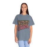 Merry Christmas Leopard Print Shirt, Trendy Holiday T-Shirt, Cheetah Lettering Xmas Tee, Festive Gift for Women, Mom, Teacher or Friend