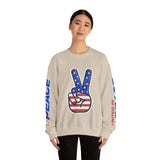 United in Peace Sweatshirt, Patriotic Peace Sign Crewneck, American Flag Pullover, USA 250th Anniversary Outfit, Fourth of July Gift