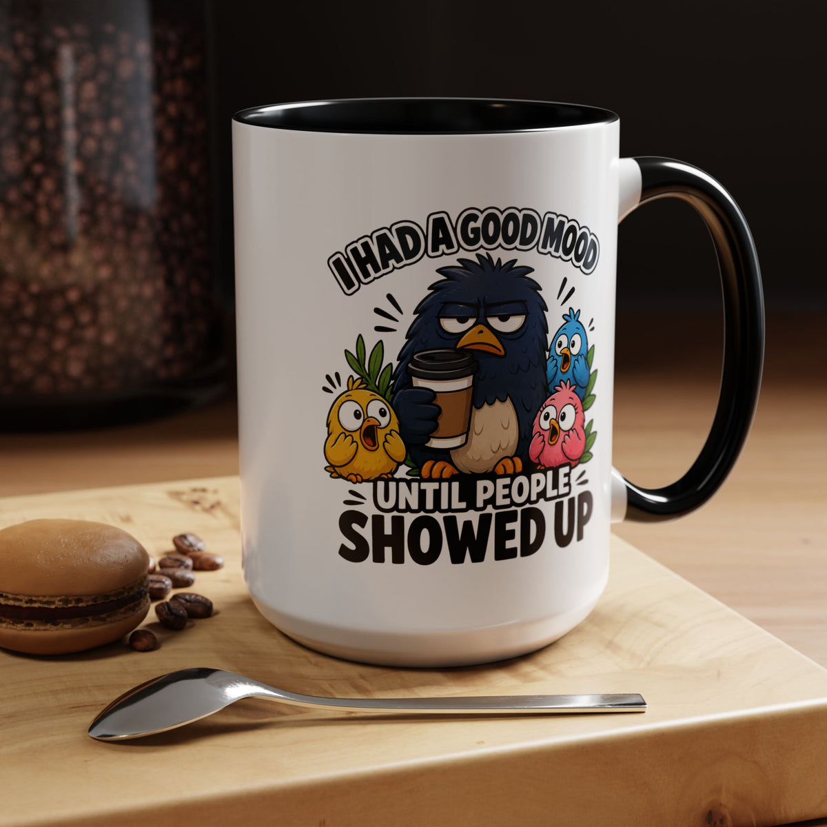 Funny Introvert Bird Coffee Mug, Grumpy Bird Coffee Mug, I Had a Good Mood Until People Showed Up Mug, Coworker Gift, Office Humor Mug