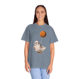 Cute Ghost Halloween Shirt, Pumpkin Balloon Graphic Tee, Vintage Spooky Season Gift for Women, Cozy October Fall Outfit for Ghost Lovers