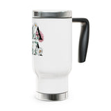 Personalized Mama Stainless Steel Travel Mug, Floral Custom Name Coffee Cup, Botanical Drink Tumbler, Mothers Day Gift for Mom