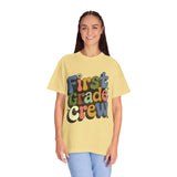 First Grade Crew T-Shirt, Retro Teacher Team Graphic Tee, Elementary School Staff Gift, First Day Classroom Outfit, Grade One Shirt