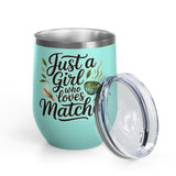 Matcha Lover Wine Tumbler, Just a Girl Who Loves Matcha, Cute Green Tea Tumbler, Matcha Gift for Her, Cafe Lover Gift, Cozy Drinkware