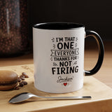 Personalized Funny Boss Mug, Thanks for Not Firing Us Coffee Cup, Custom Manager Name Gift, Coworker Office Humor, Boss Day Present
