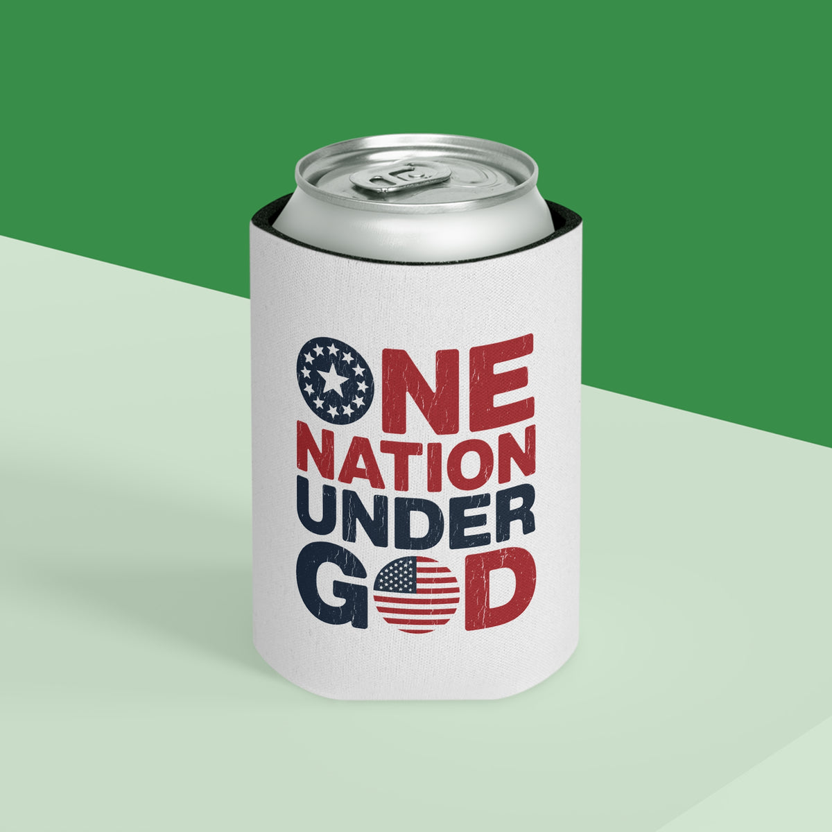 One Nation Under God Can Cooler, Patriotic Drink Holder, American Flag Beverage Sleeve, USA Pride Gift, Faith Inspired Gift, Summer Party