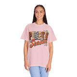 Pumpkin Season Shirt, Retro Leopard Checker Fall Graphic Tee, Cute Autumn Gift for Women, Cozy Thanksgiving October Outfit for Her