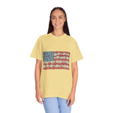American Flag Floral Shirt, Patriotic Flower Graphic Tee, Vintage Americana T Shirt, Fourth of July Outfit, Red White Blue Gift