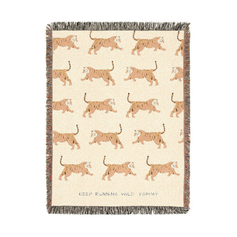 Personalized Tiger Woven Blanket, Safari Nursery Throw Blanket, Comfort Color Baby Name Blanket, Jungle Animal Baby Shower Gift
