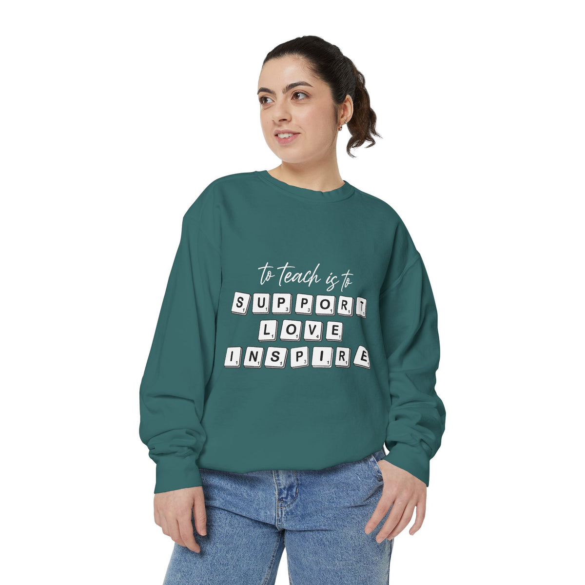 To Teach Is to Support Love Inspire Sweatshirt, Inspirational Teacher Crewneck, Appreciation Gift, Back to School Pullover for Women