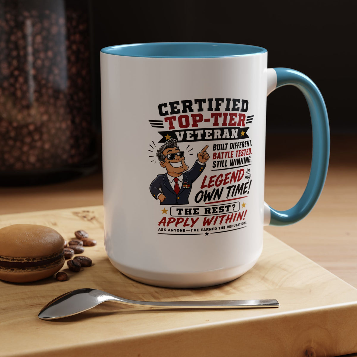 Funny Veteran Coffee Mug, Certified Top Tier Veteran Cup, Military Retirement Gift for Him, Veterans Day Birthday Present, Veteran Humor