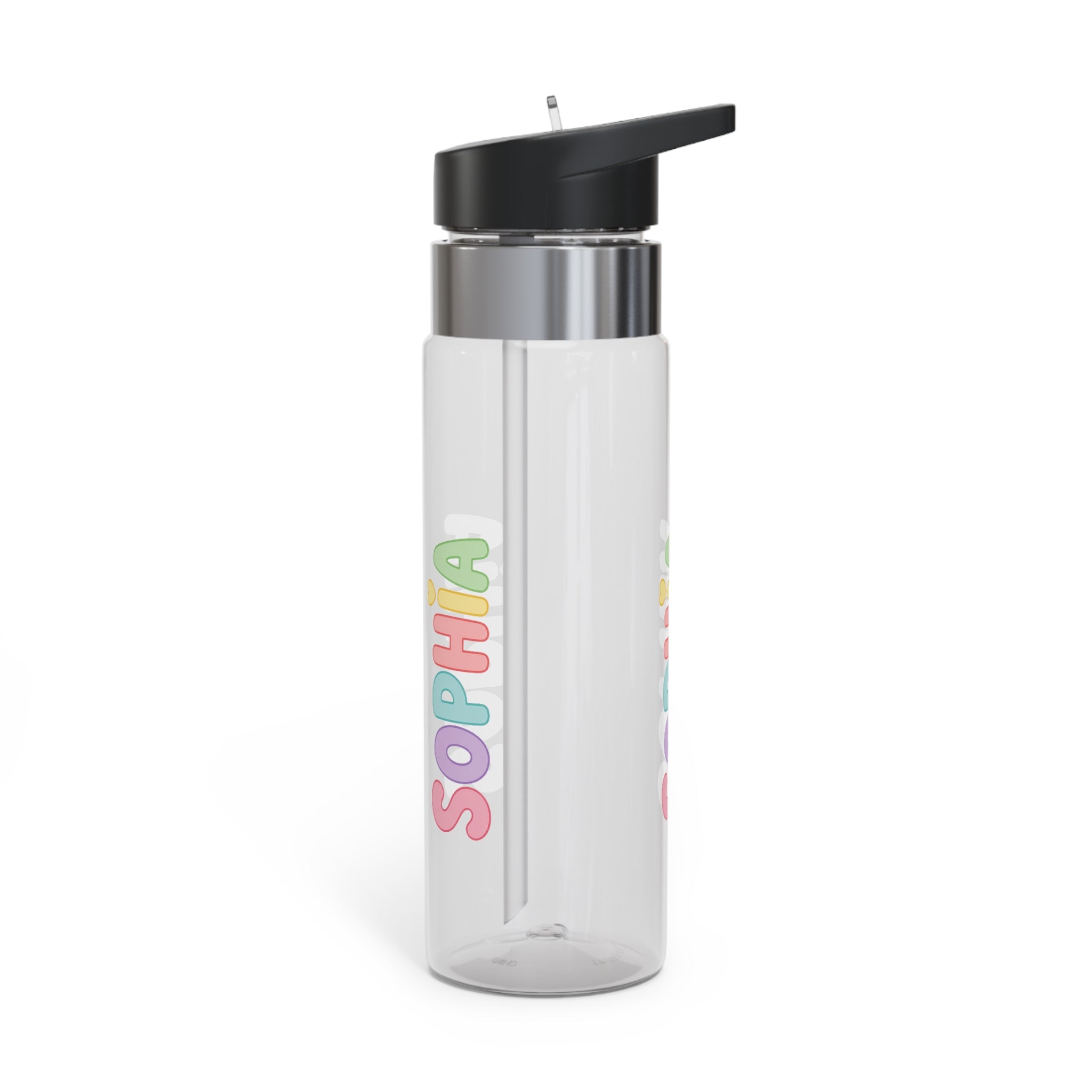 Personalized Transparent Water Bottle for Girls, Cute Name Drink Bottle, Colorful School Water Bottle, Back to School Gift