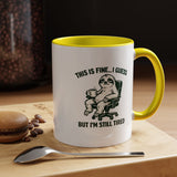 Funny Sloth Coffee Mug, This Is Fine I Guess But I'm Still Tired Mug, Exhausted Office Worker Gift, Introvert Coffee Lover Cup