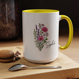 Personalized Floral Name Mug, Custom Wildflower Coffee Cup for Her, Birthday Gift for Women, Botanical Friend or Coworker Keepsake
