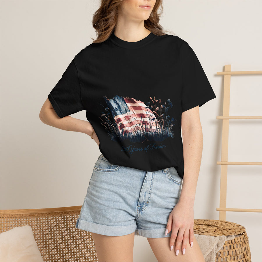 America 250 Comfort Shirt, Vintage American Flag Tshirt for Patriotic Women, Freedom Graphic Tee for Fourth of July Outfit