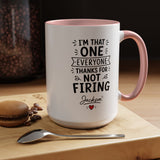 Personalized Funny Boss Mug, Thanks for Not Firing Us Coffee Cup, Custom Manager Name Gift, Coworker Office Humor, Boss Day Present