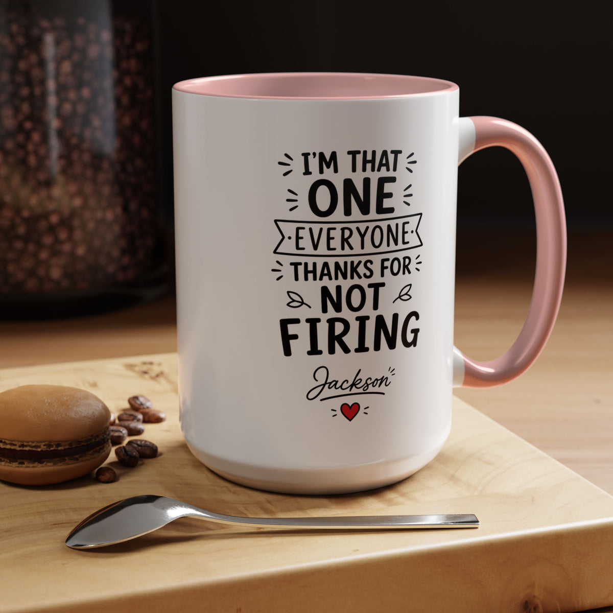 Personalized Funny Boss Mug, Thanks for Not Firing Us Coffee Cup, Custom Manager Name Gift, Coworker Office Humor, Boss Day Present