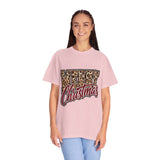 Merry Christmas Leopard Print Shirt, Trendy Holiday T-Shirt, Cheetah Lettering Xmas Tee, Festive Gift for Women, Mom, Teacher or Friend