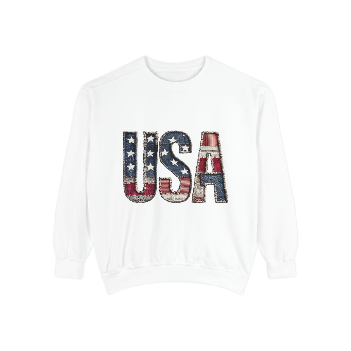 Patriotic USA Patchwork Comfort Sweatshirt, Vintage American Flag Crewneck, Americana Sweatshirt, Fourth of July Gift