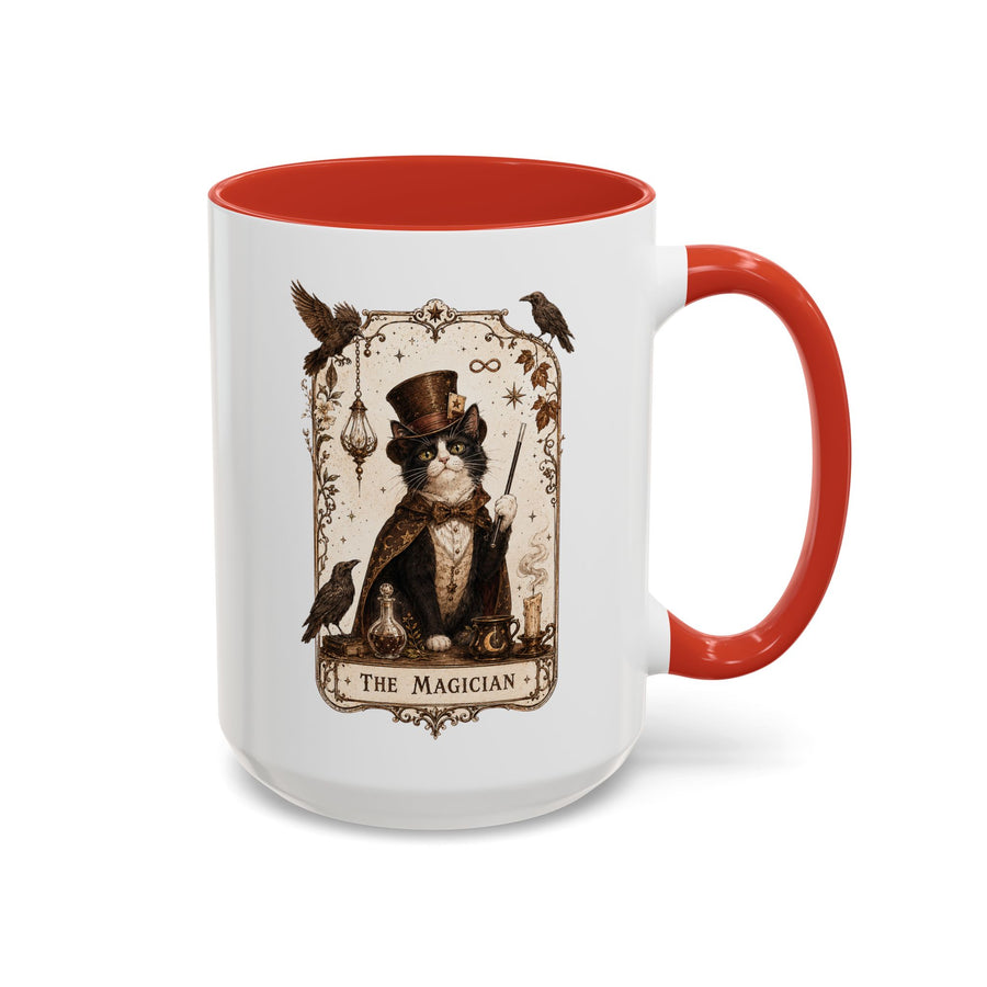 Black Cat Magician Tarot Coffee Mug, Mystic Cat Tarot Card Mug, The Magician Cat Cup, Witchy Gothic Gift for Cat Lovers
