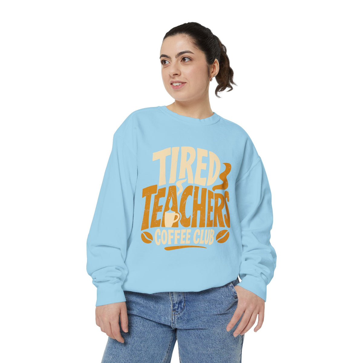 Tired Teachers Coffee Club Comfort Colors Sweatshirt, Funny Teacher Coffee Shirt, Educator Gift, Teacher Life Pullover