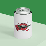 Rose and Lips Can Cooler, Romantic Drink Sleeve, Gothic Valentine Gift, Alternative Girlfriend Gift, Edgy Floral Love Accessory