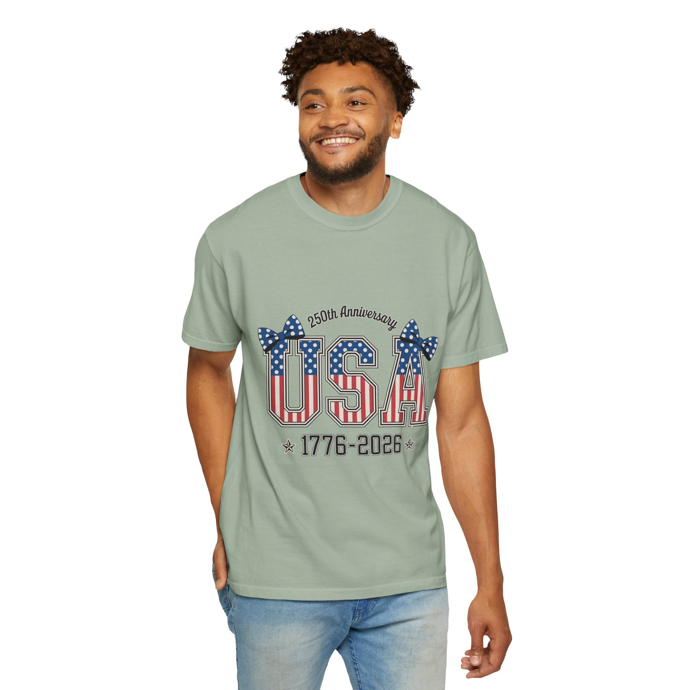 USA 250th Anniversary Comfort Colors Shirt, Patriotic Coquette Bow Tee, America 1776 2026 Graphic Shirt, Fourth of July Gift