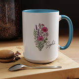 Personalized Floral Name Mug, Custom Wildflower Coffee Cup for Her, Birthday Gift for Women, Botanical Friend or Coworker Keepsake