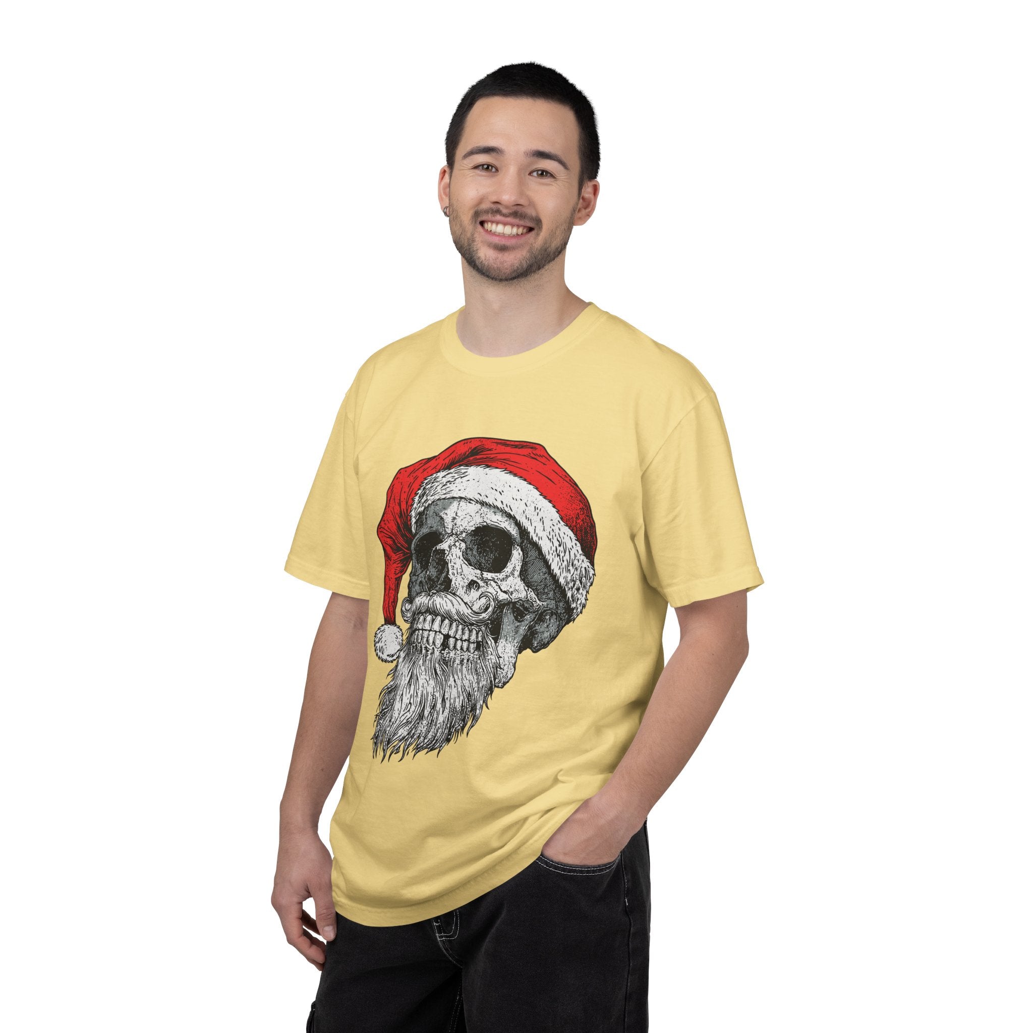 Skull Santa Shirt, Gothic Christmas T-Shirt, Creepy Holiday Skeleton Tee, Alternative Xmas Gift for Metalhead, Biker or Horror Fan