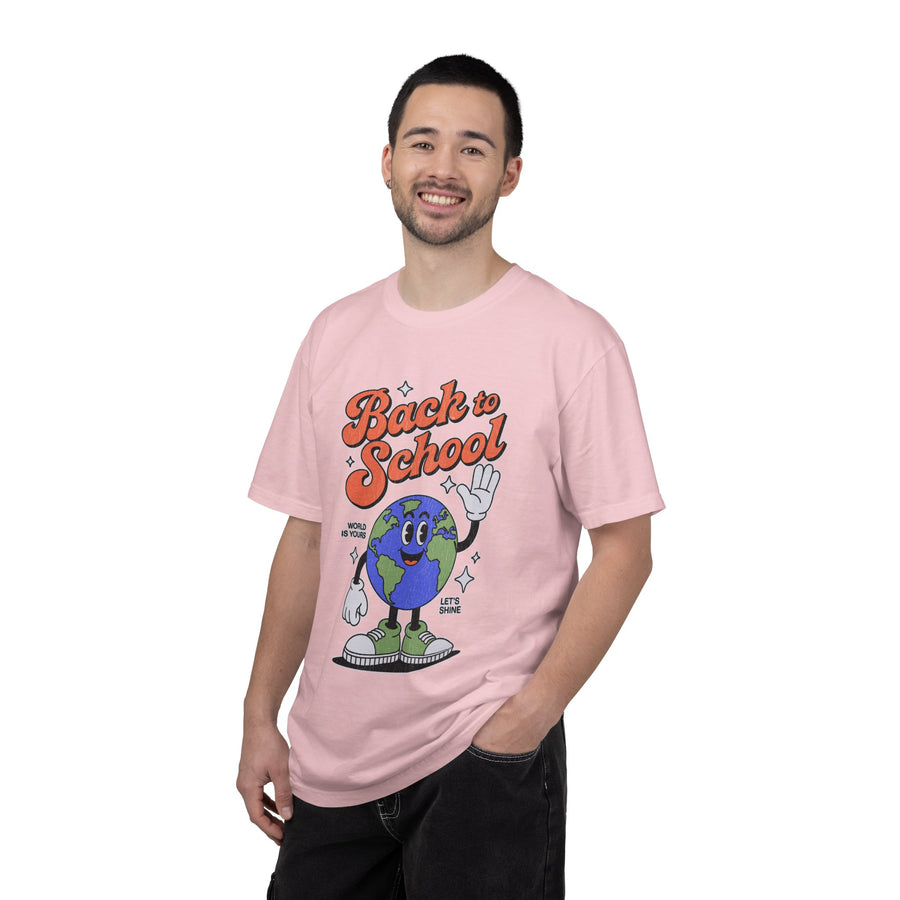 Back to School Earth T-Shirt, Retro Globe Graphic Tee, Teacher First Day Outfit, Student Gift, Classroom Shirt, Geography Educator Gift