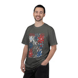 Patriotic Fireworks Shirt, Red White Blue Flower Graphic Tee, Americana T Shirt, Fourth of July Outfit, Vintage USA Gift for Women