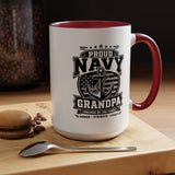 Proud Navy Grandpa Mug, US Navy Veteran Coffee Cup, Patriotic Military Grandfather Gift, Anchor of the Family Birthday Present