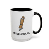 Funny Pressed Daily Coffee Mug, Stressed Pen Office Mug, Coworker Humor Gift, Teacher Appreciation Mug, Work From Home Cup
