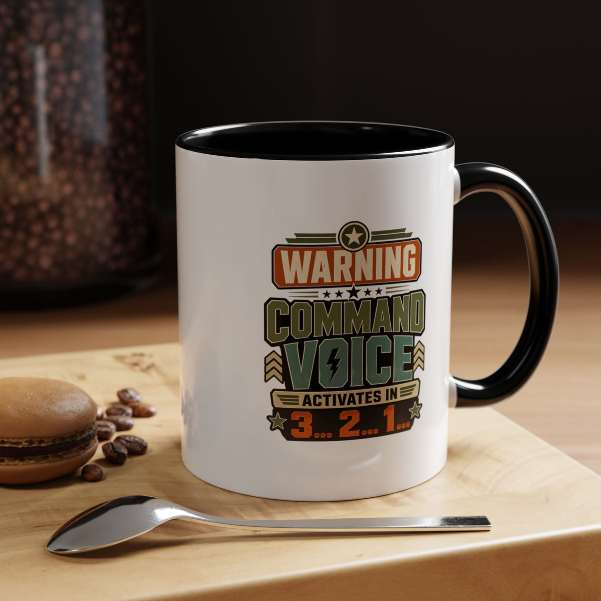 Funny Military Command Voice Mug, Warning Countdown Coffee Cup, Army Dad or Veteran Gift for Him, Retirement Birthday Humor Present