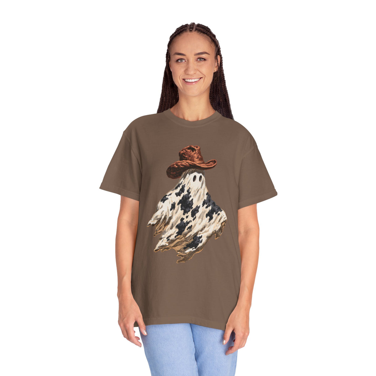Western Ghost Halloween Shirt, Cowboy Hat Spooky Graphic Tee, Cute Vintage Fall Gift for Cowgirl, Country October Outfit for Women