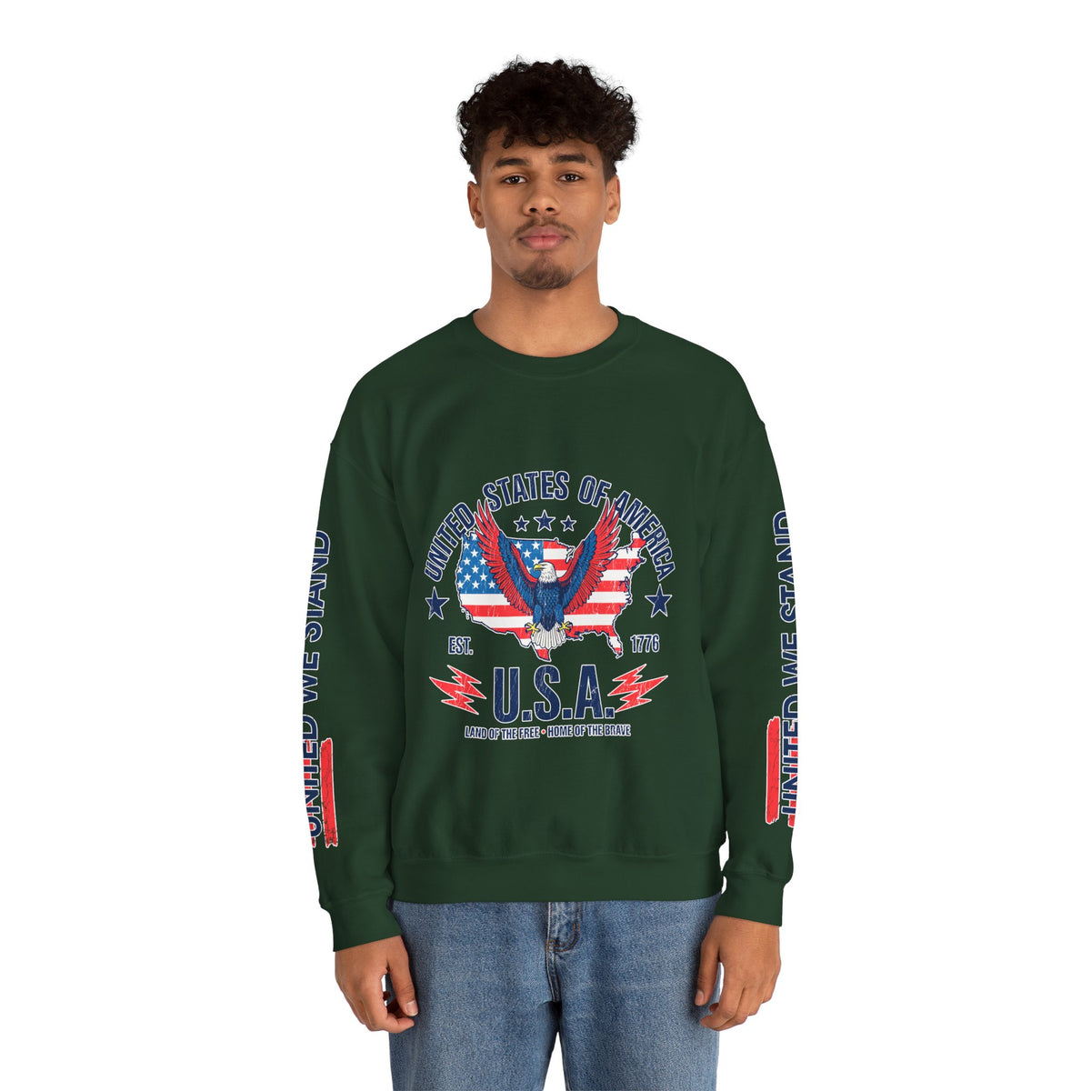 United We Stand Sweatshirt, American Eagle USA Pullover, Patriotic Flag Top, Vintage Americana Clothing, Fourth of July Gift for Women