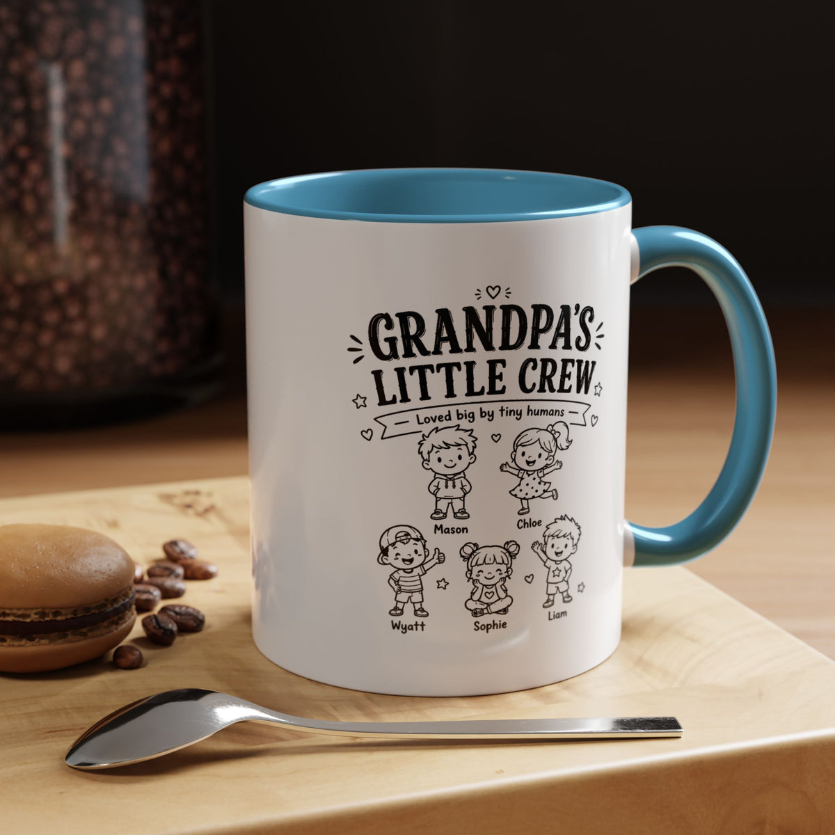 Personalized Grandpa Mug, Grandpa's Little Crew Coffee Cup, Grandchildren Name Gift, Father's Day Present, Family Birthday Keepsake