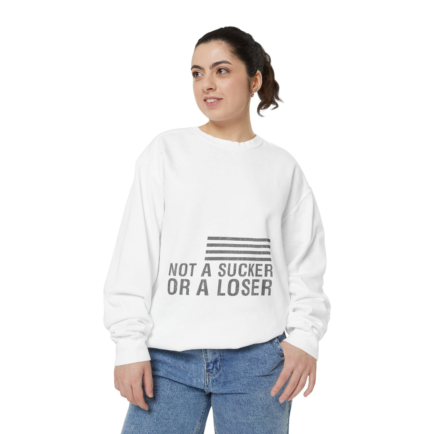 I'm a Veteran Not a Sucker or Loser Sweatshirt, Bold Military Crewneck, Patriotic Veteran Gift, Retired Soldier Veterans Day Pullover