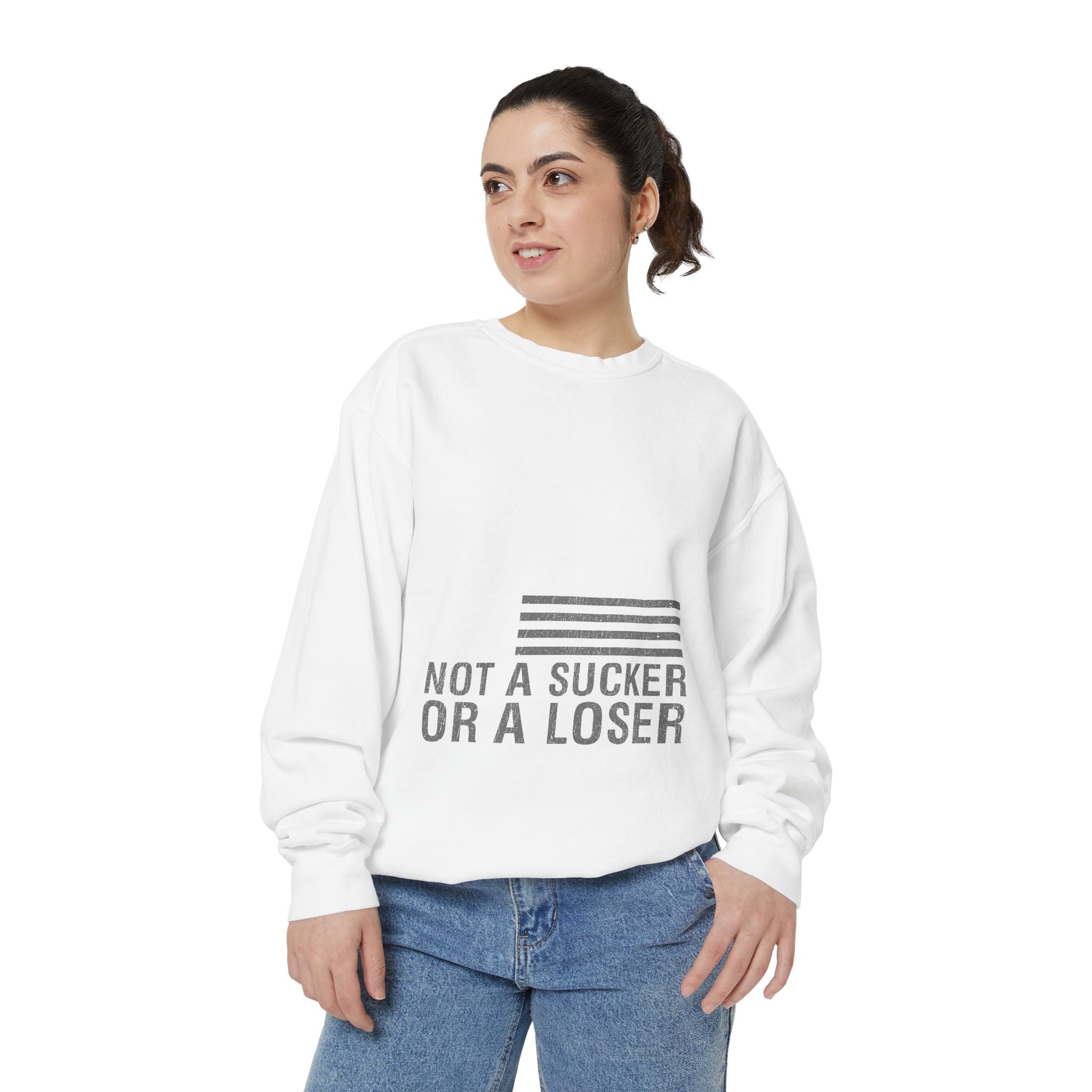 I'm a Veteran Not a Sucker or Loser Sweatshirt, Bold Military Crewneck, Patriotic Veteran Gift, Retired Soldier Veterans Day Pullover