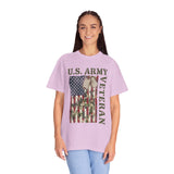 US Army Veteran Shirt, American Flag Camo T-Shirt, Military Dog Tag Tee, Patriotic Gift for Soldier, Retirement or Veterans Day Top