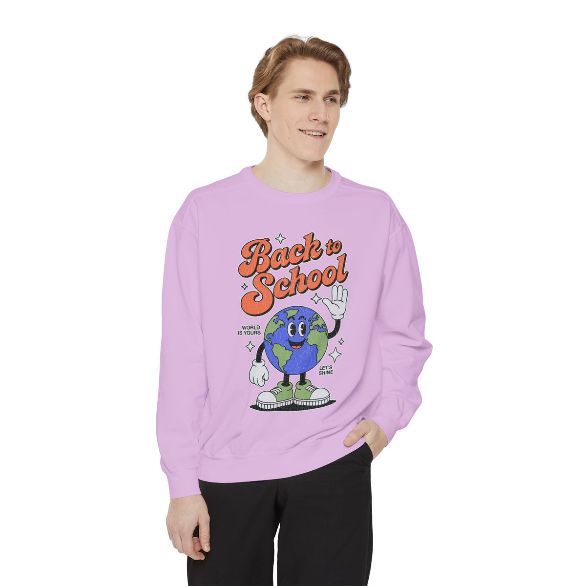 Back to School Earth Sweatshirt, Retro Globe Graphic Pullover, Teacher First Day Outfit, Student Gift, Classroom Crewneck, Educator Gift