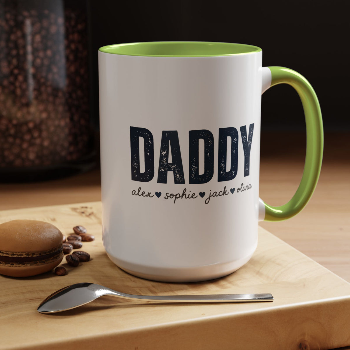 Personalized Daddy Coffee Mug with Kids Names, Custom Dad Mug Gift from Children, Father's Day Coffee Cup, Birthday Gift for Daddy