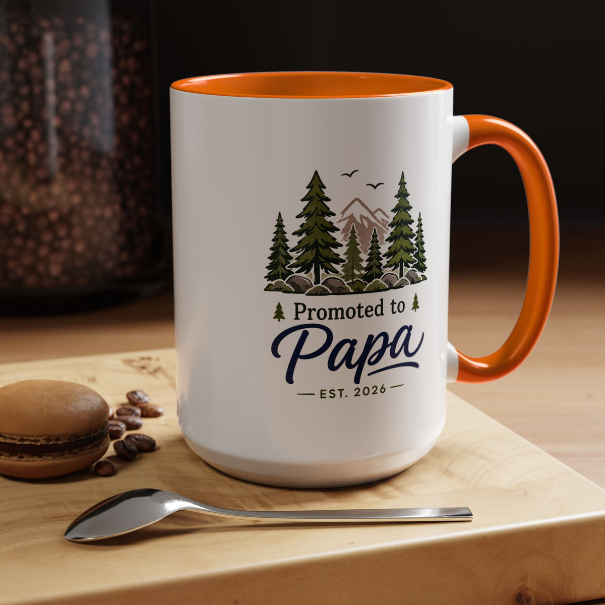 Promoted to Papa Mug, New Grandpa Pregnancy Announcement Gift, Woodland First Time Grandfather Coffee Cup, Baby Reveal Keepsake 2026