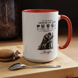 Full Armor of God Coffee Mug with Name, Personalized Christian Knight Gift for Men, Inspirational Scripture Ceramic Tea Cup, Religious Faith Present
