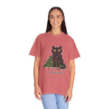 It Wasn't Me Black Cat Christmas Shirt, Funny Holiday T-Shirt, Mischievous Kitty Lights Tee, Gift for Cat Mom, Cat Dad, Christmas Party Top