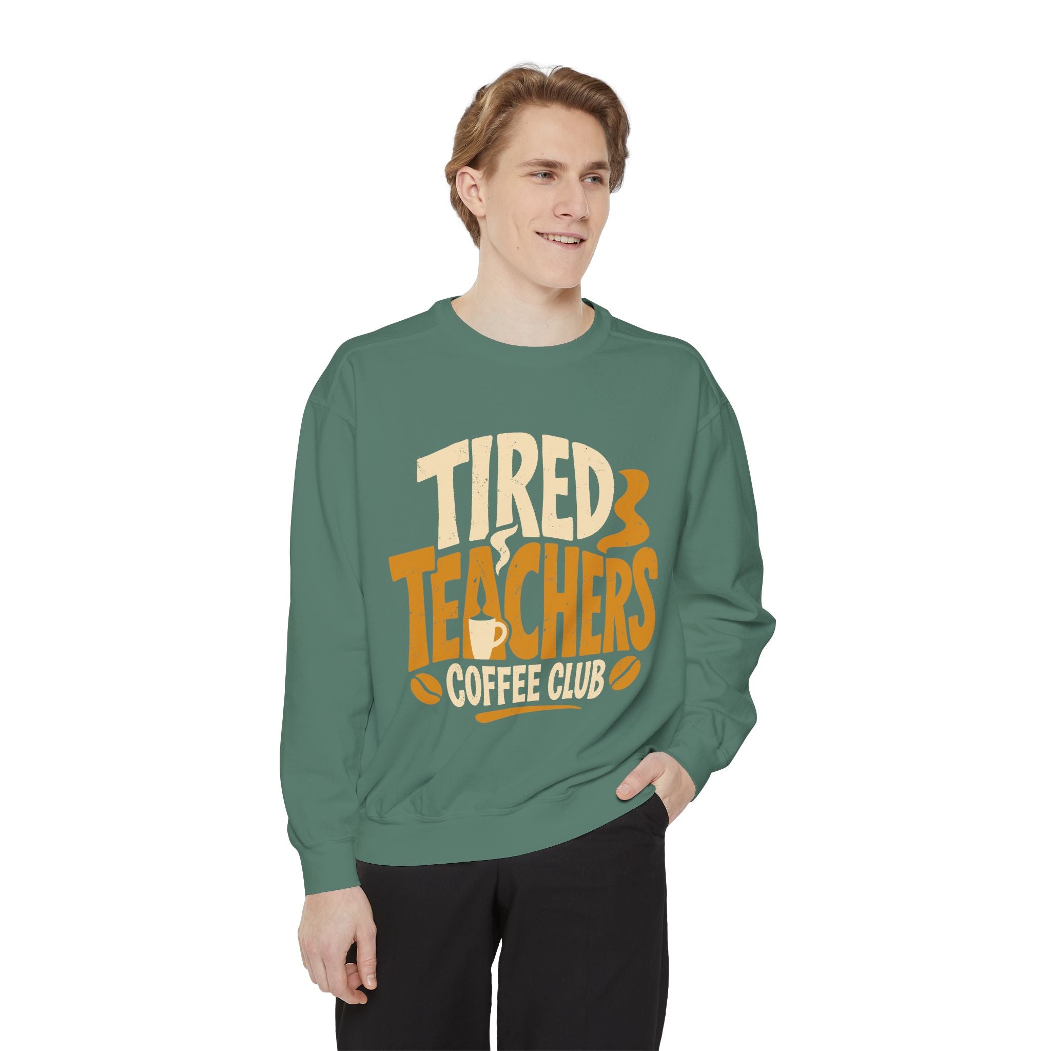 Tired Teachers Coffee Club Comfort Colors Sweatshirt, Funny Teacher Coffee Shirt, Educator Gift, Teacher Life Pullover