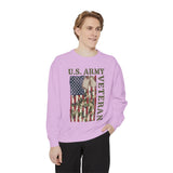 US Army Veteran Sweatshirt, American Flag Camo Crewneck, Military Dog Tag Pullover, Patriotic Soldier Gift, Retirement or Veterans Day Top