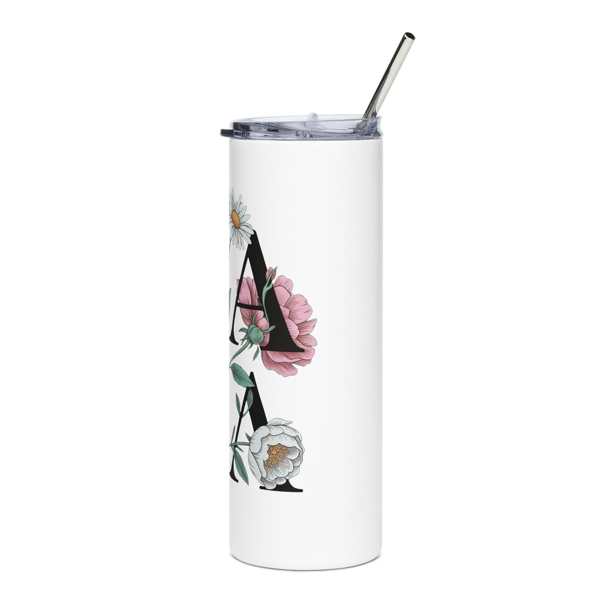 Floral Mama Skinny Tumbler, Personalized Mom Drink Cup, Botanical Mothers Day Gift, Feminine Coffee Cup, Gift for Mom, Floral Drinkware