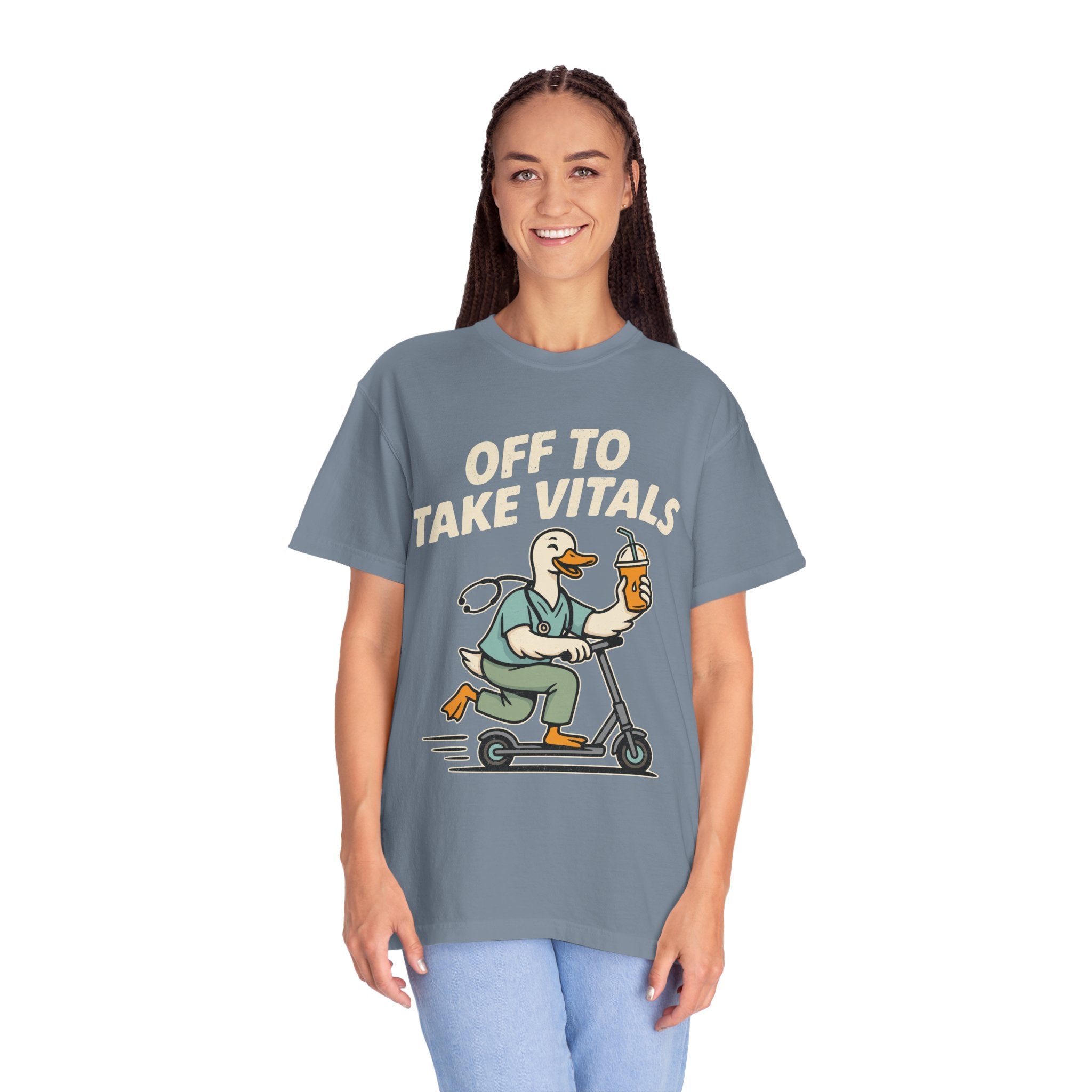 Funny Off To Take Vitals Comfort Colors Shirt, Duck Healthcare Worker Tee, Medical Humor Graphic T Shirt, Clinic Staff Gift