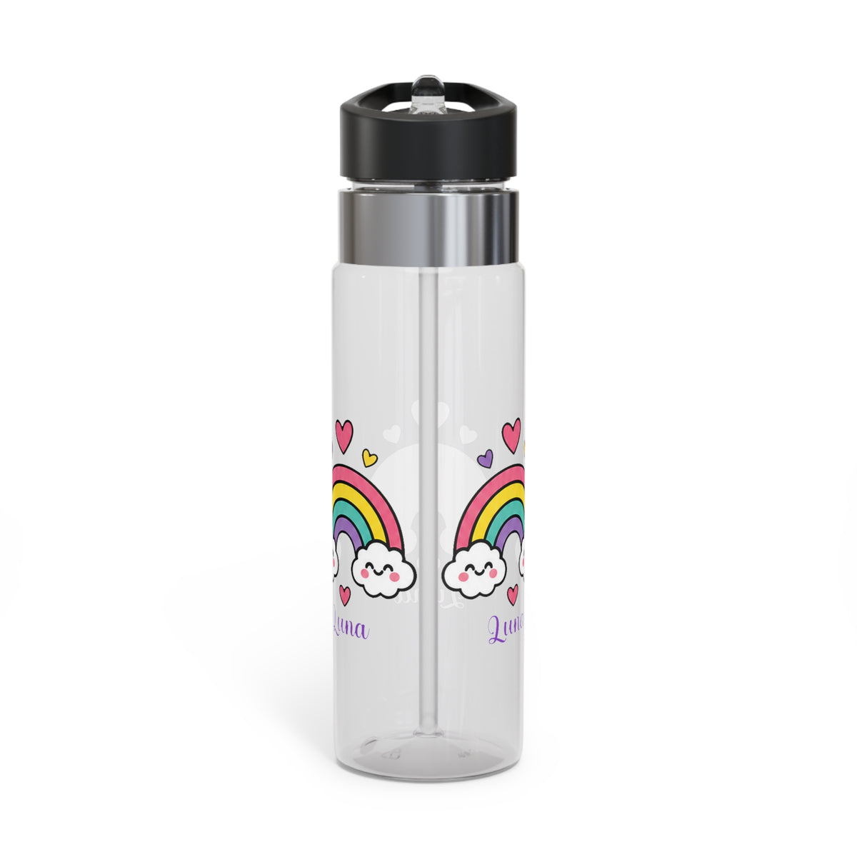 Personalized Rainbow Water Bottle for Girls, Cute Cloud Drink Bottle, Custom Name School Bottle, Colorful Kids Gift, Back to School